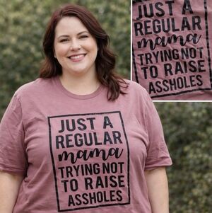 Bella+Canvas 3XL Graphic T-Shirt “Just a Regular Mama” Mauve Pink Cotton Tee NEW